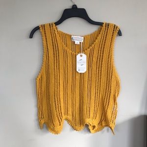 loveriche mustard boho crochet sleeveless top